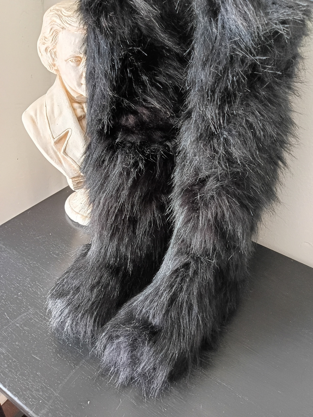 Women's Black Over-the-Knee Faux Fur Boots